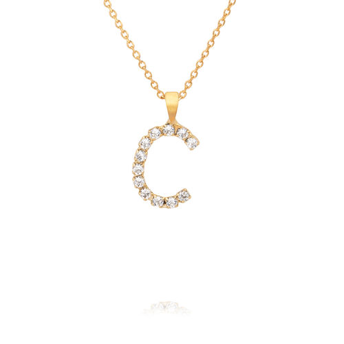 Mini Letter C Necklace Crystal