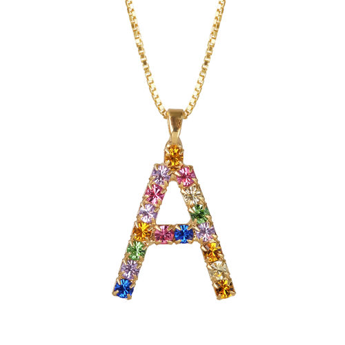 Letter A Necklace Rainbow