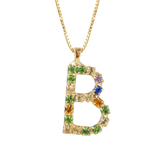 Letter B Necklace Rainbow