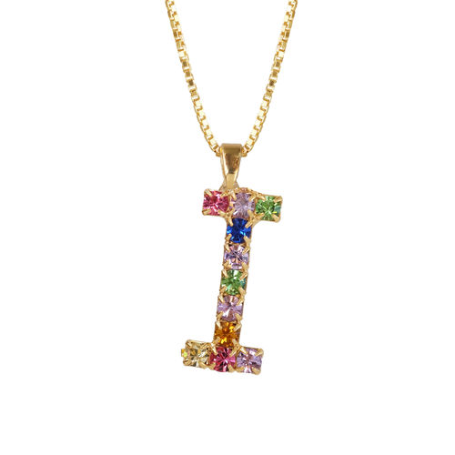 Letter I Necklace Rainbow