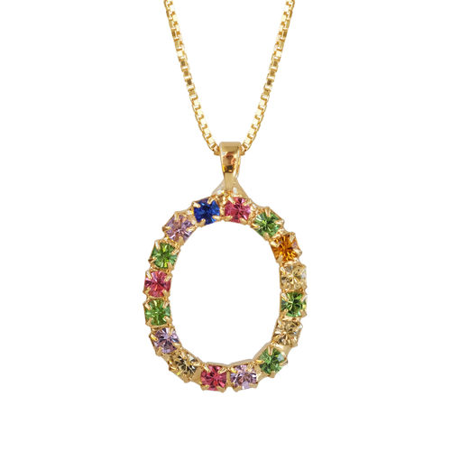Letter O Necklace Rainbow
