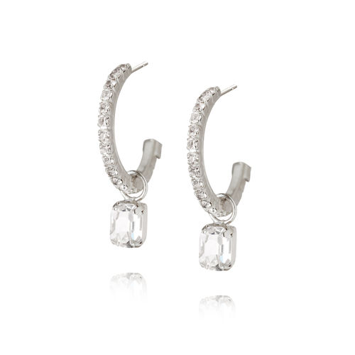 Emilia Loop Earrings Crystal Rhodium
