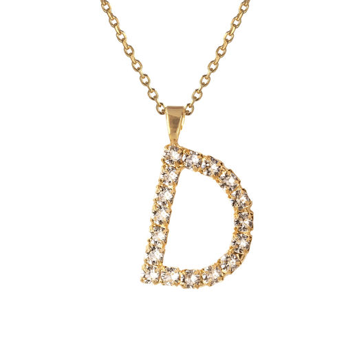 Letter D Necklace Crystal