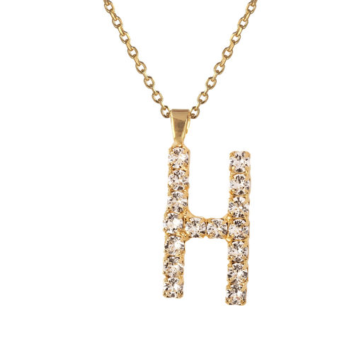 Letter H Necklace Crystal