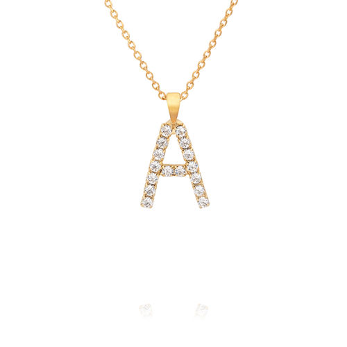 Mini Letter A Necklace Crystal