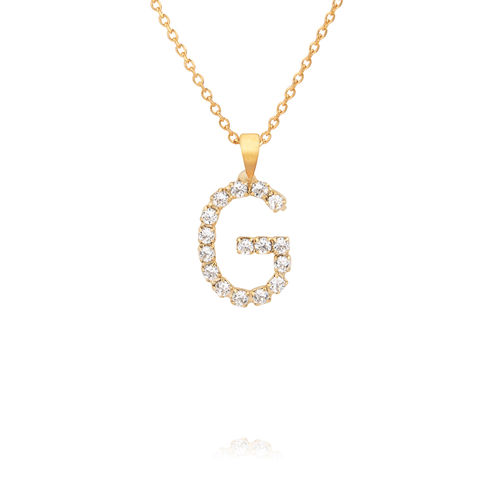Mini Letter G Necklace Crystal