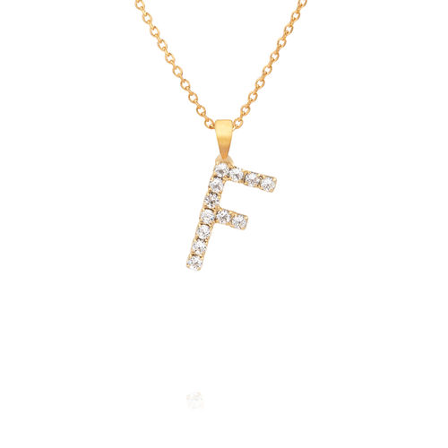Mini Letter F Necklace Crystal