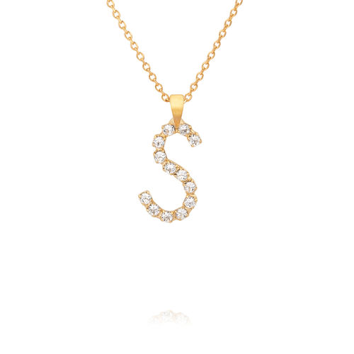 Mini Letter S Necklace Crystal